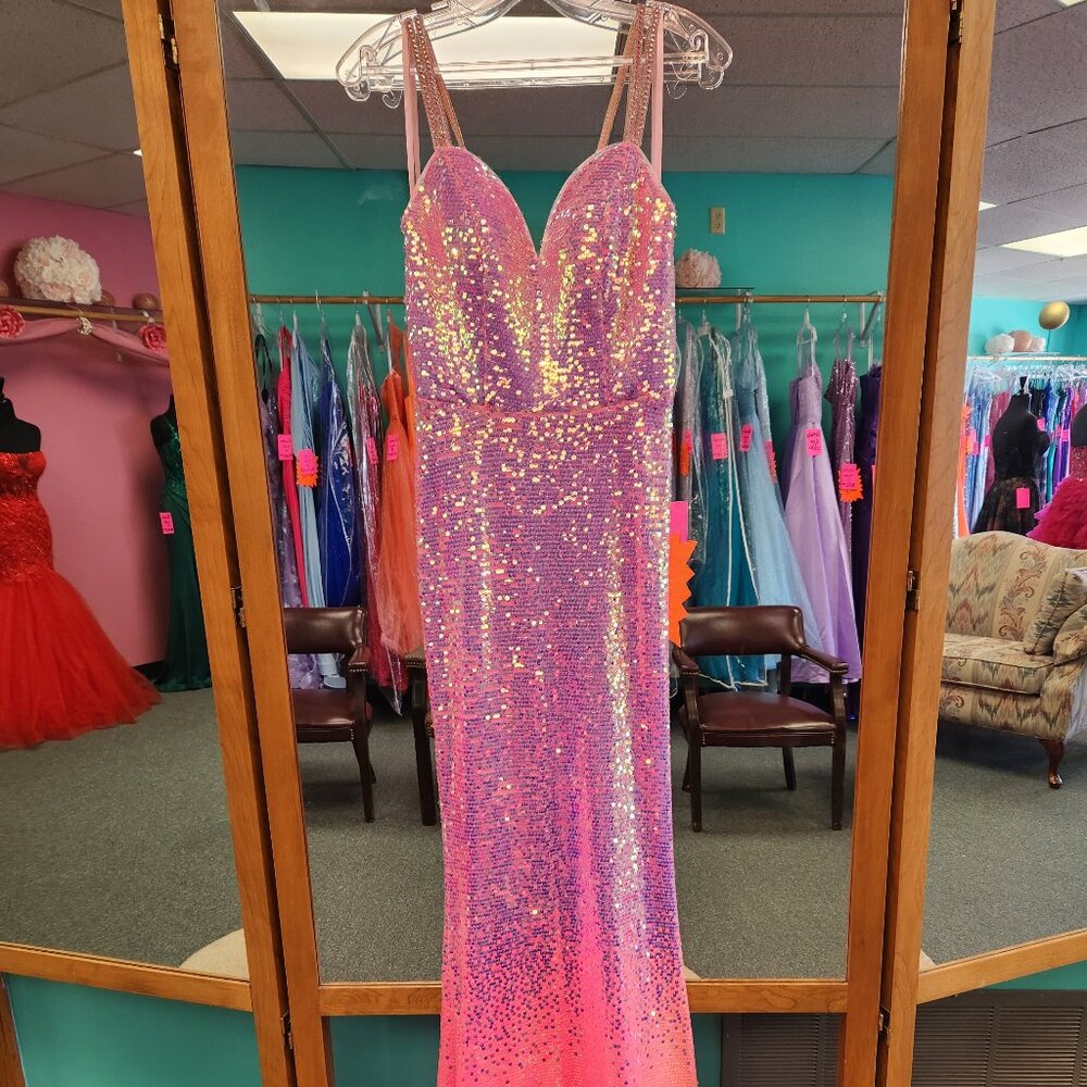 Nina Canacci 1534 Size 2 Bubblegum Pink Ombre Sequin Prom Dress/Evening Formal